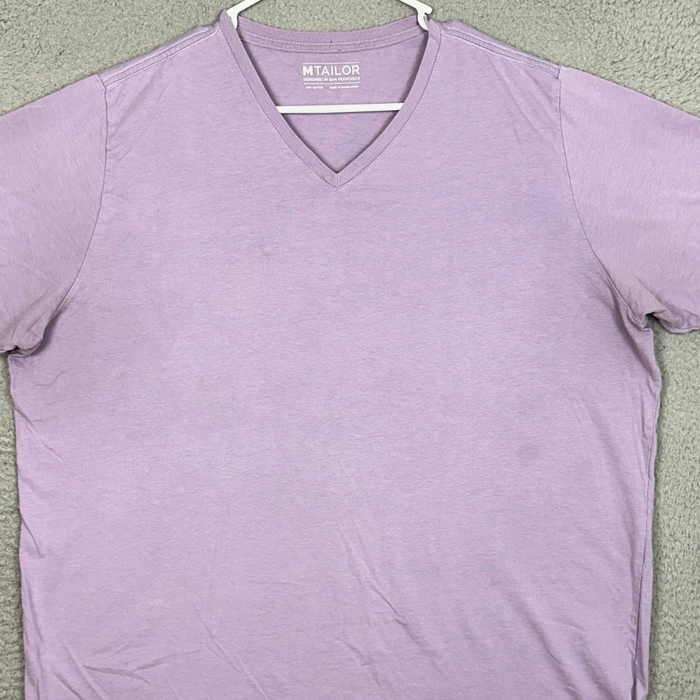 MTailor T-Shirt Mens 2XL Custom V-Neck Purple Short Sleeve Cotton Tee Outdoor